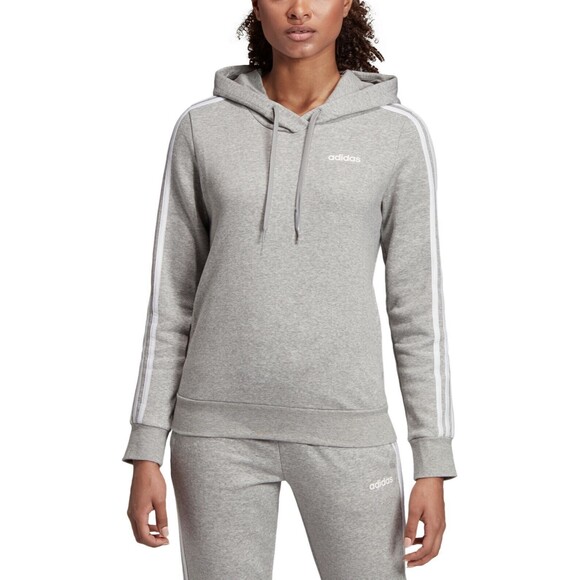 Adidas Essential 3 Stripe Hoodie Sweatshirt Top Size S Fleece Gray EUC B6 - Picture 6 of 6